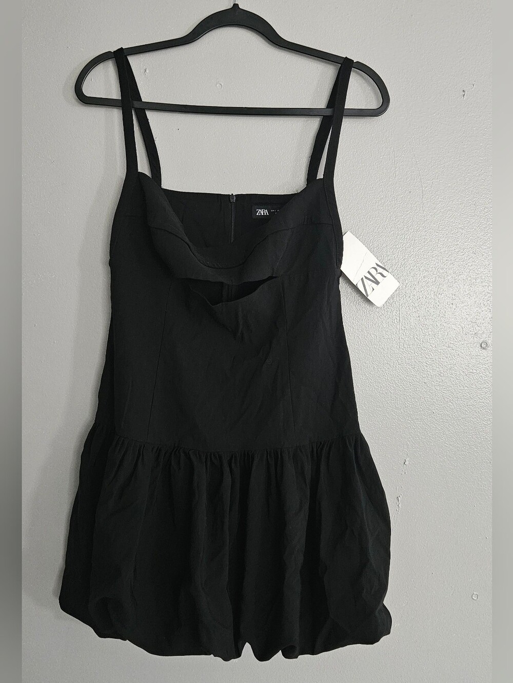 Zara Black Cutout Bubble Hem Mini Dress